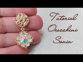Come realizzare Orecchini Semplici con Rivoli da 12mm e cristalli da 4mm -  Tutorial Orecchini Sonia