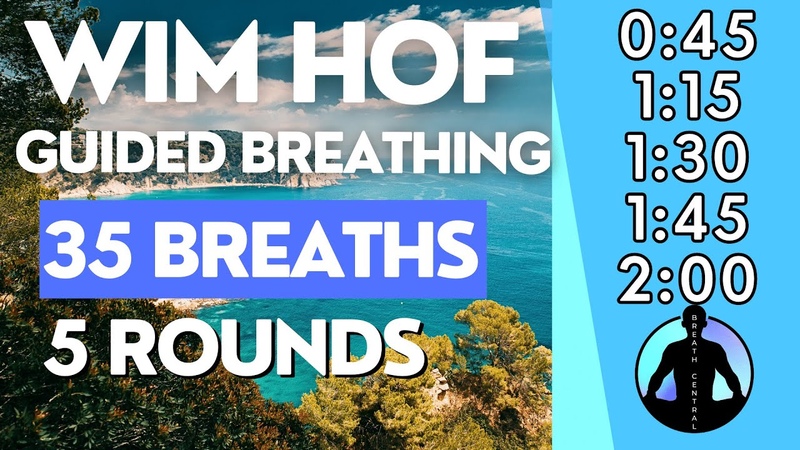 WIM HOF Guided Breathing, Reach 2min with ease, 5 Rounds, 35 Breaths, Wim Hof