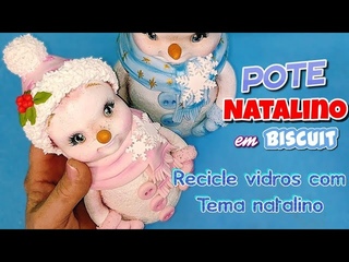 APRENDA A PERSONALIZAR POTE NATALINO EM BISCUIT: TRANSFORME POTE DE VIDRO EM BONECO DE NEVE
