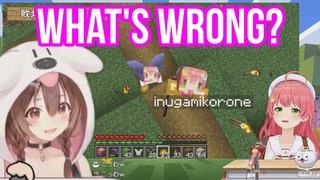Sakura Miko Is Confused At Korone Who Keep Looking The Sky | Minecraft Hololive/Eng Sub