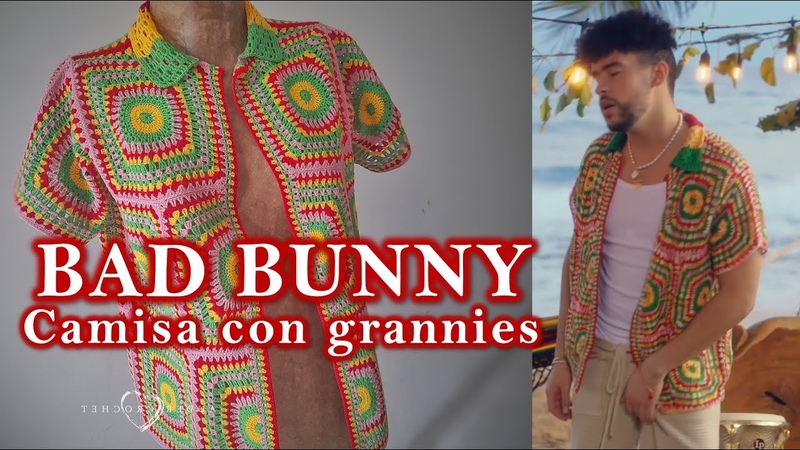 CAMISA BAD BUNNY, CROCHET SHIRT, GRANNY