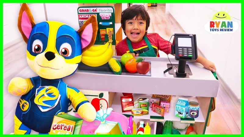 Ryan and Mighty Pups Paw Patrol Toys Pretend Play Grocery