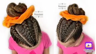 Short Video Reel of Cute Easy Braided Hairstyle with Bun#short #shorts #shortvideo #reels