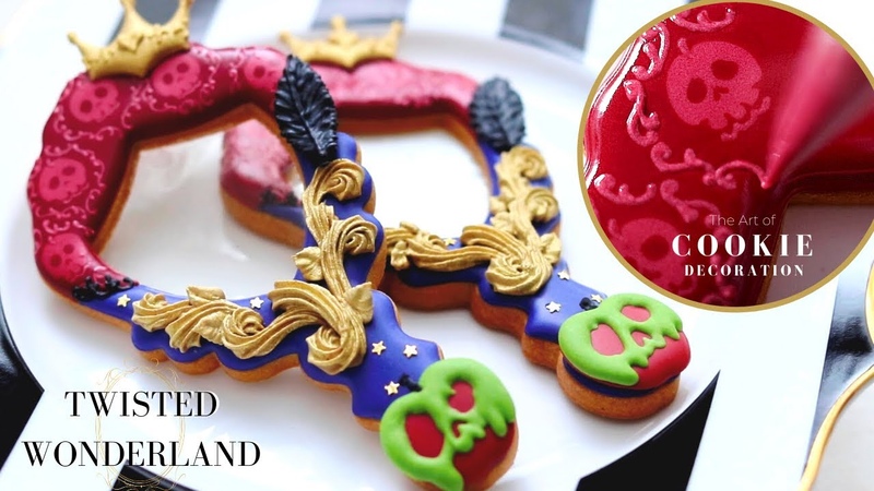 Satisfying Cookie Decorating, The Evil Queen, Pomefiore Inspired Cookies, Disney, Twisted