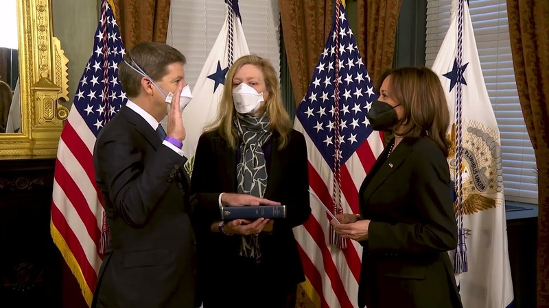 Vice President Harris Ceremonially Swears In Scott A. Nathan CEO of the US International