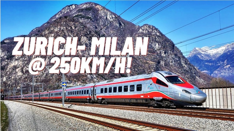 HIGH SPEED train UNDER the Alps via Gotthard Base Tunnel Zurich to Milan first class trip 250km,