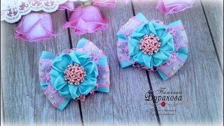 🎀 Бантики из репсовых лент с цветком 🎀 Канзаши 🎀 Ribbon bow Kanzashi 🎀 Hand мade 🎀 DIY