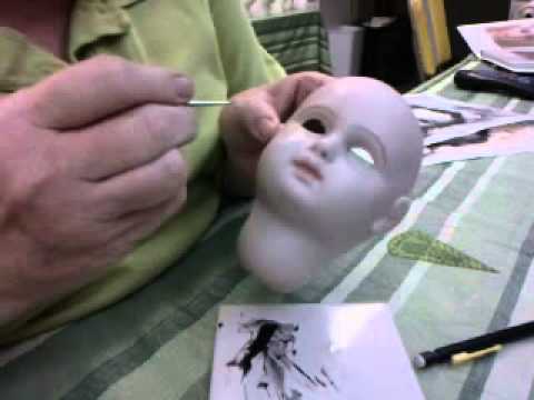 Painting Eyelashes on a Tete Jumeau Antique Reproduction Doll with Connie