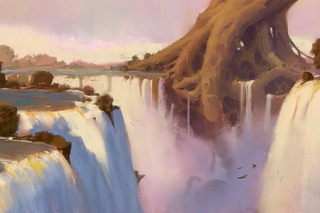 Waterfalls - Digital Painting Sketch
