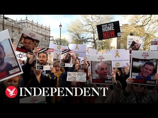 Vigil held opposite Downing Street for hostages still held in Gaza