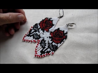 Серьги из бисера .“Кармен“ Кирпичное плетение. Создаем рисунок./DIY/Tutorial  Beaded Earrings/