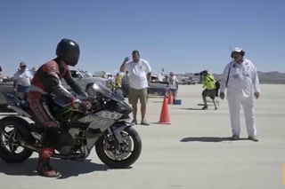 Kawasaki H2R racing at El Mirage