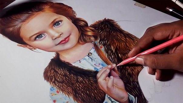 A child portrait Colored pencil drawing