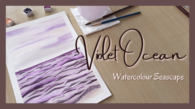 47. Violet Ocean, Painting seascape with