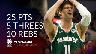 Brook Lopez 25 pts 5 threes 10 rebs vs Grizzlies 23/24 season