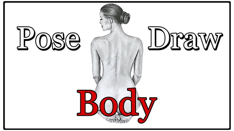 Pencil drawing of a girl figure, Naked female body