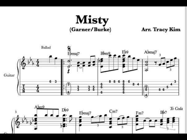 Misty for Easy Jazz Guitar ( Chord Melody Lesson) PDFs with TABS