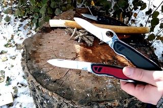 Victorinox лучший клинок с полусеррейторным типом заточки и примеры работы в сравнениии с плейном.