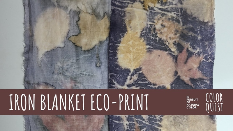 HOW TO ECO PRINT WITH AN IRON BLANKET, ORGANIC COLOR, LEAVES ASPEN MAPLE, TANNIN MORDANT,