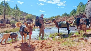 Five Friends Following Desert Water for Wilderness Camping in Solitude and Firebox Stove Cooking.