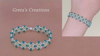 DIY Beaded Bracelet with Blue Bicone Crystal Beads & Silver Seed Beads. How to Make Beaded Bracelet