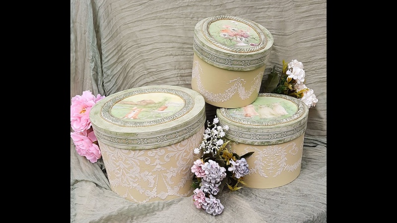 Anleitung Relief Dosen mit Decoupage Instructions Relief boxes with