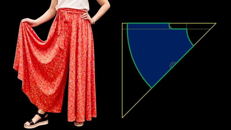 Very easy DIY long divided skirt, skirt pants, Cut and sew Palazzo pants, all
