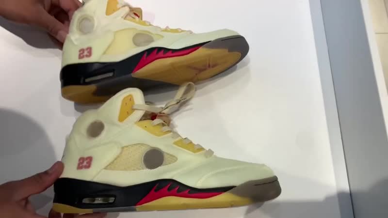 OFF White Jordan 5 Cream Real vs