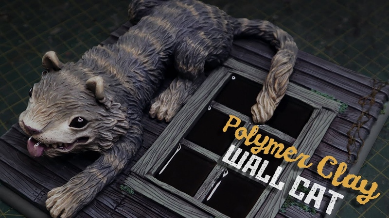 Making a wall kitty in Polymer Clay + Resin, step by step sculpture