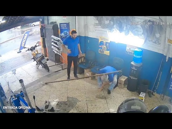 CAUGHT ON CAMERA: Ouch Man hit by metal bar twice in Brazil car