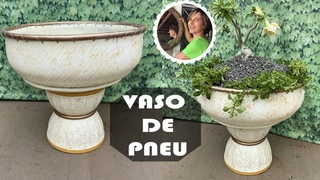 DIY - VASO DE PNEU VELHO E SUPORTE DE CIMENTO E ISOPOR: tcnicas para cortar e virar o pneu