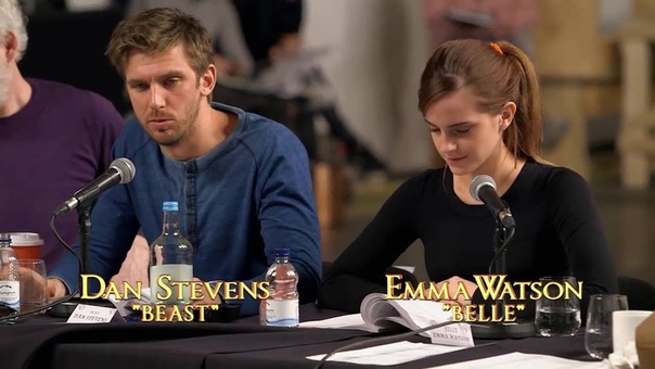 Dan Stevens, Emma Watson and Beauty and the Beast cast : table