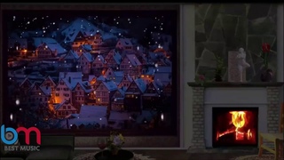 The sound of the fire of the fire in the snowstorm in the cold winter for meditation, relaxation