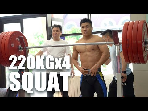 LU Xiaojun 220kgx4 Squat Session, 2020 AWC in