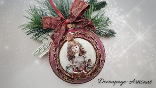 Decoupage 🎄 bauble, medallion with a girl #ITDCollection 🎄 DIY tutorial...