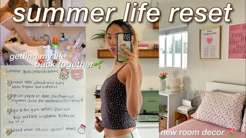 SUMMER LIFE RESET deep cleaning my entire room, redecorating, goal setting life