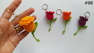 como fazer chaveiro de croche - Boto de Rosa
