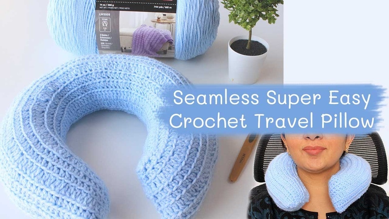How to Crochet Super Easy Travel Pillow No Sewing, Crochet Neck Pillow almohada cuello