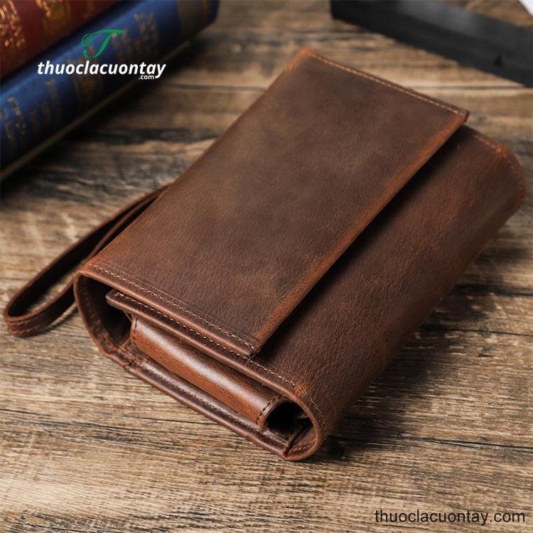 Bao da ngựa điên Contacts Family – Da thật cao cấp đựng tẩu và phụ kiện