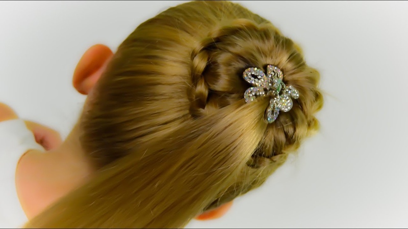 PONYTAIL BUN with DUTCH BRAID. BACK TO SCHOOL HAIRSTYLE. Easy hairstyle,