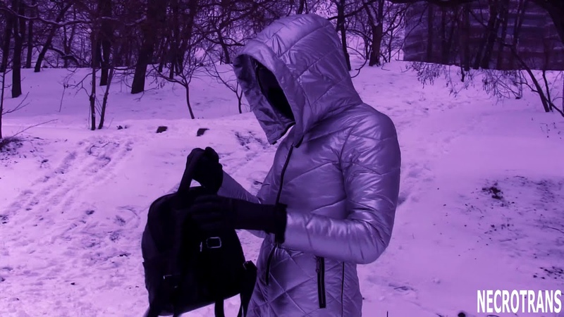 A winter walk in a warm silver winter overall, Riders On the Storm mask or a respirator, high