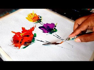 Abstract painting / Abstract flowers / Very Easy for Begginers /Acrylics & Palette Knife / Demo