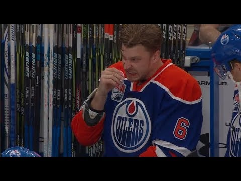 NHL hockey players doing smelling salts,