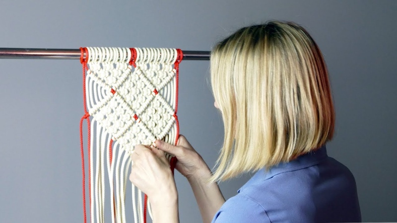 DIY Macramé Diamond Mesh Pattern for Wall Hanging, Home