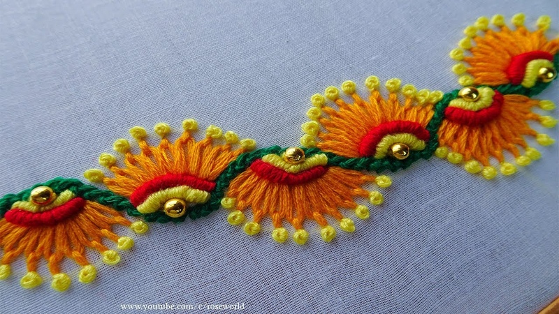 Hand Embroidery Decorative Stitch part, 5, scroll stitch, lazy daisy stitch, french knot