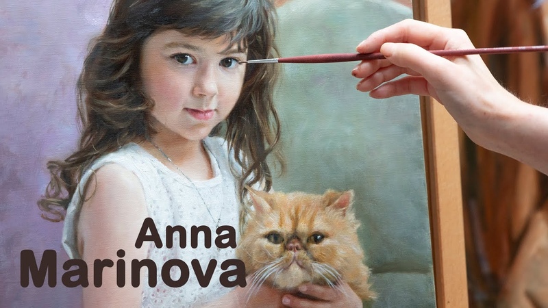 PORTRAIT PAINTING. GIRL WITH A CAT. ANNA MARINOVA. How to paint a cat. Анна