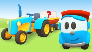 Um trator de brinquedo. Lo o caminho curioso. Animao infantil.