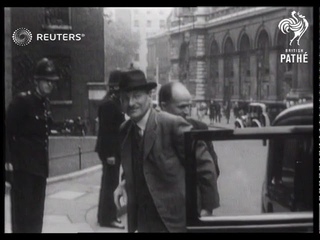 Prime Minister Attlee departs hospital for War Cabinet meeting (1948)