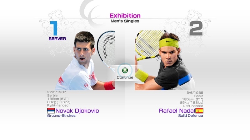 Virtua Tennis 4, Sega, Novak Djokovic, vs, Rafael Nadal, Rafael Nadal, Roger Federer, Andy