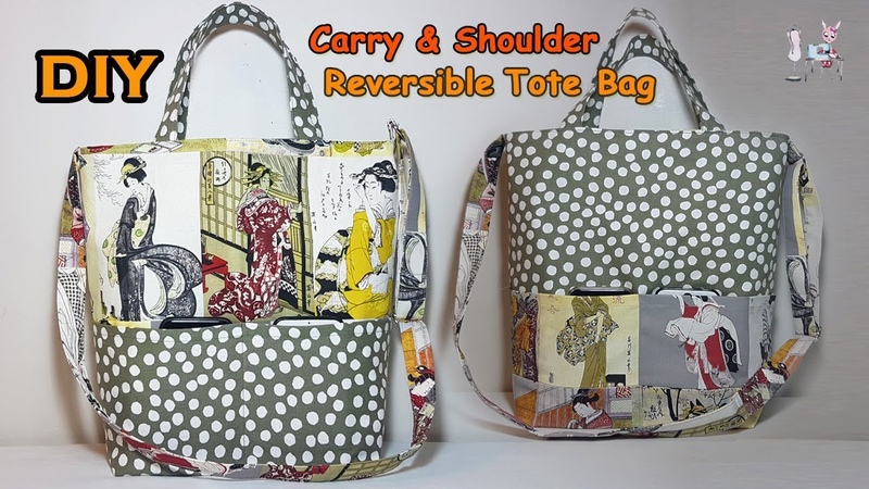 REVERSIBLE TOTE BAG, SHOULDER BAG, TOTE BAG, CARRY BAG, DIY BAG, TOTE BAG